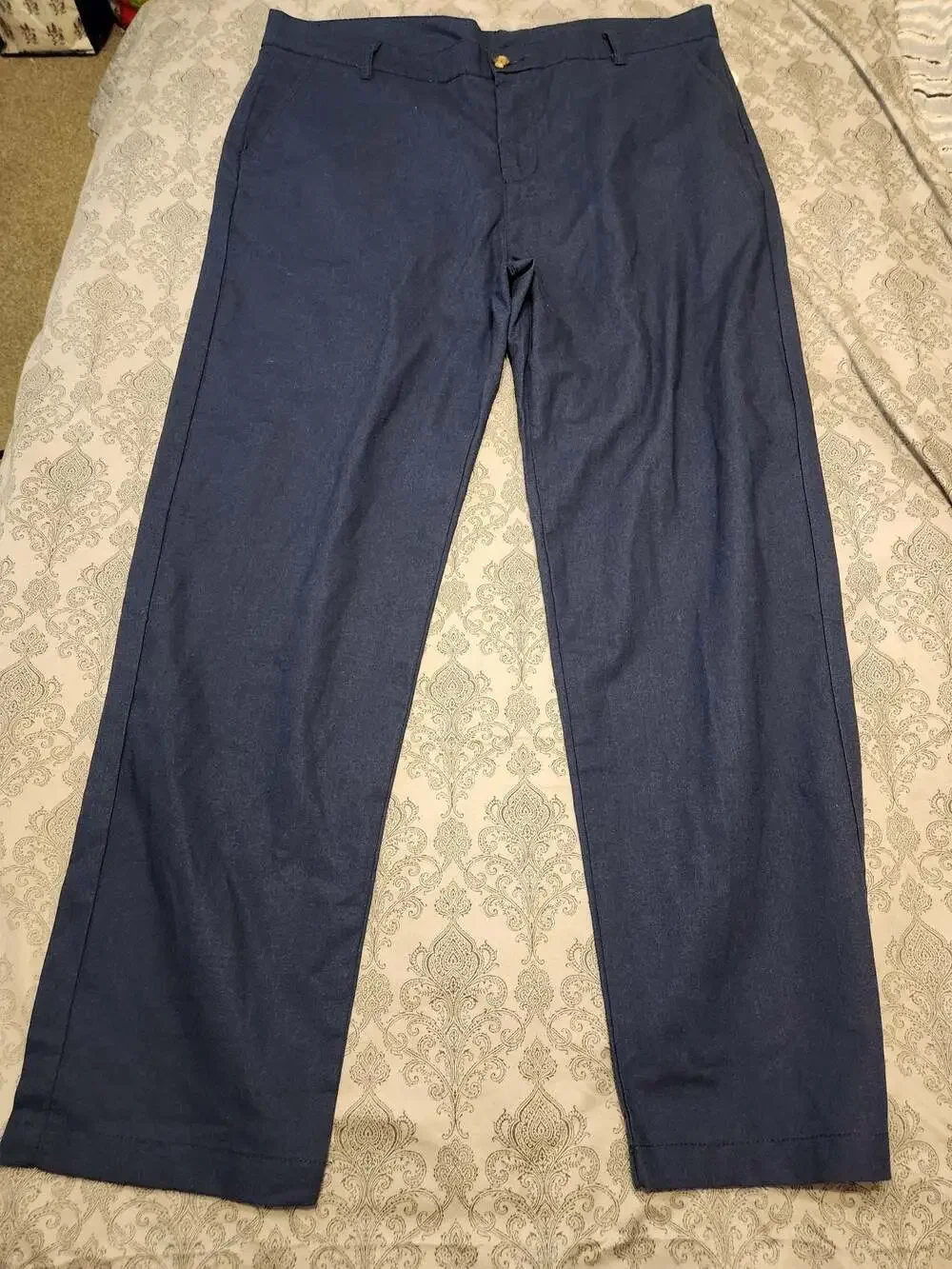 Men's Linen Cotton Blend Flat Front Casual Pants